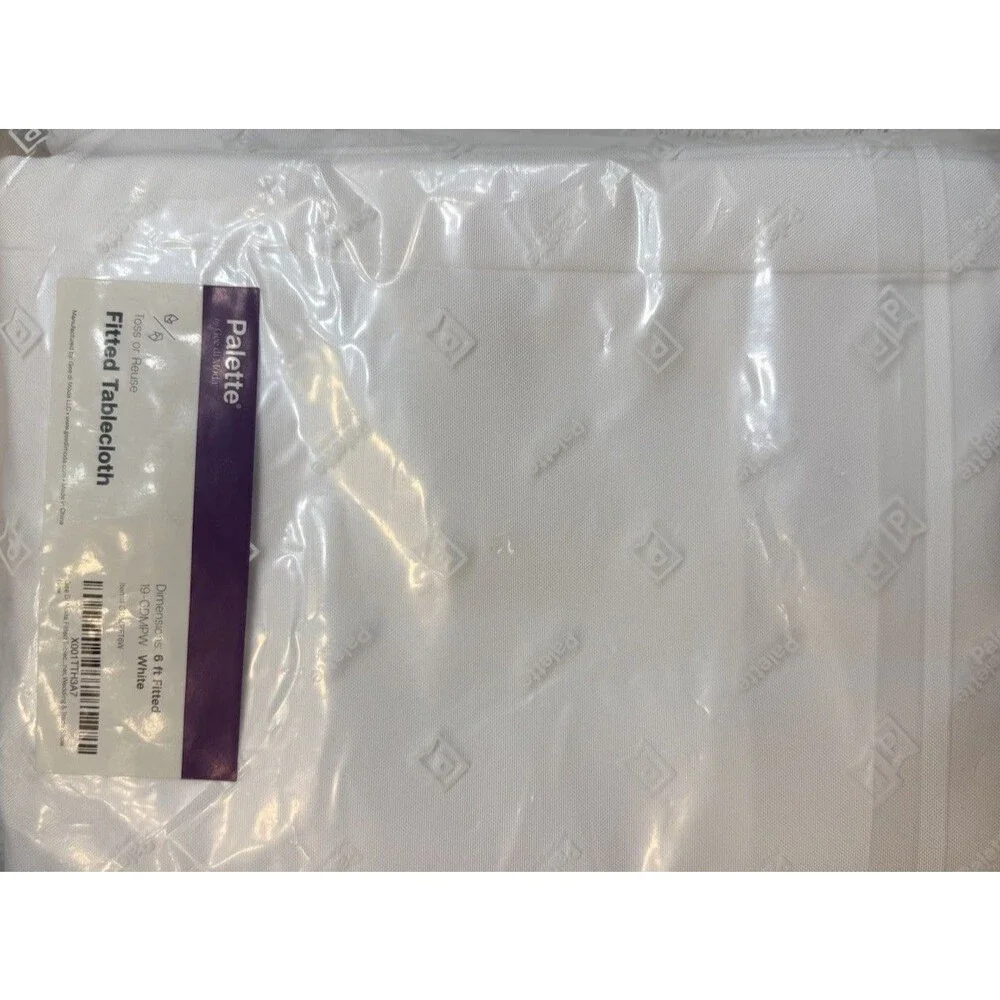 6ft Fitted Table Cloth, White, Platted Brand